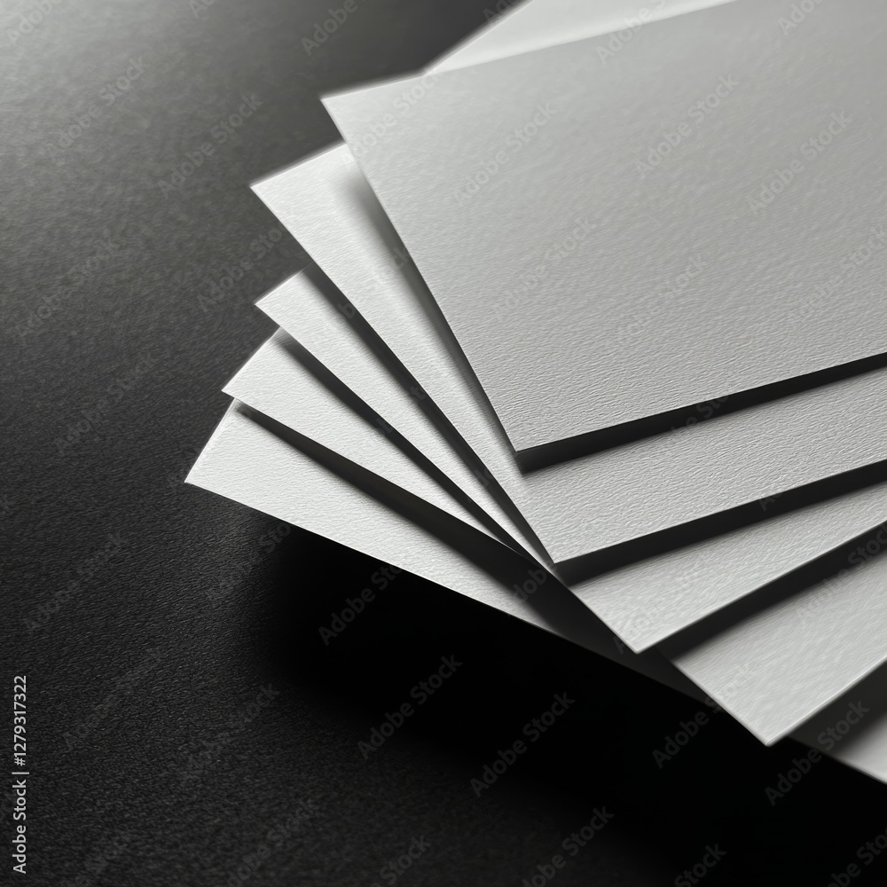 Poster minimalist presentation: stack of textured white cards on a dark background - business and design el