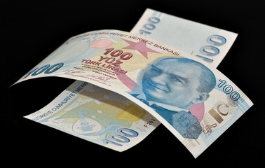 Images of banknotes of various countries. turkish lira photos.