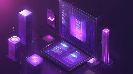 Futuristic digital interface showcasing data visualization and analytics in a high-tech environment