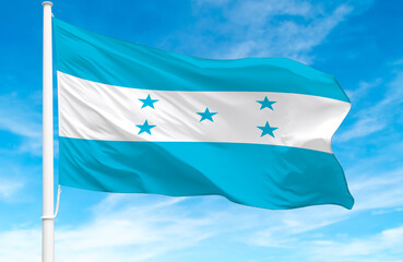  Flagpole with the flag of Honduras 3D Rendering