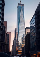 Obraz premium New york manhattan skyscraper city building skyscraper downtown business architecture cityscape
