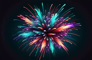 A unique abstract firework explosion with swirling ribbons