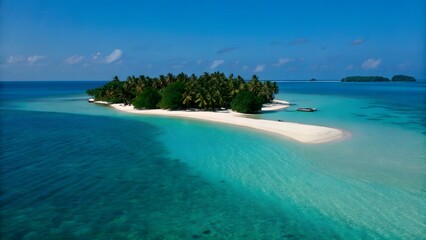 Fototapeta premium Tropical island with turquoise water white san