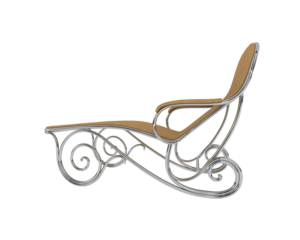 Ornate Metal-Framed Reclining Lounge Chair isolated on background. 3d rendering - illustration