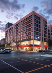 Obraz premium Parking lot building skyscraper city building skyscraper downtown business architecture cityscape