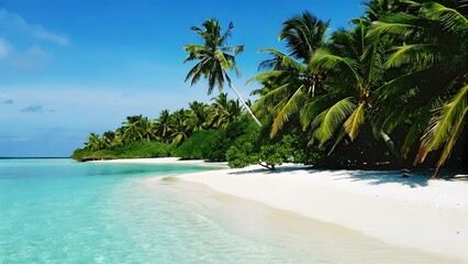 Obraz premium Tropical island with turquoise water white san
