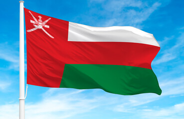 Flagpole with the flag of Oman 3D Rendering 