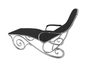 Ornate Metal-Framed Reclining Lounge Chair isolated on background. 3d rendering - illustration