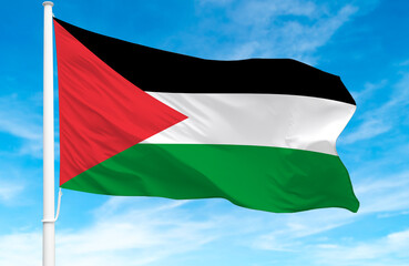  Flagpole with the flag of Palestine 3D Rendering