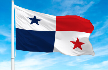 Flagpole with the flag of Panama 3D Rendering