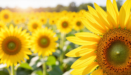 Obraz premium Vibrant sunflower bloom in bright midday sun, nature's beauty
