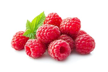 A Bunch of Raspberries, Isolated on White Background