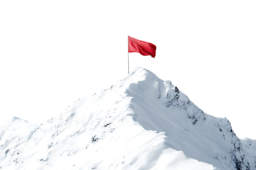 swiss flag on the top of mountain isolated on white background.PNG