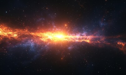 Fototapeta premium Stunning Cosmic Nebula: Vibrant Colors and Astral Beauty in Deep Space during Night Time, Perfect for Science Enthusiasts and Space-Themed Projects