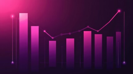 Abstract data visualization with purple bars and line graph showing growth trends over time