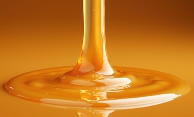 Golden syrup flowing gracefully