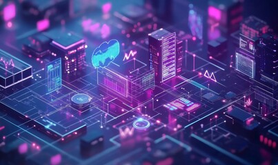 Obraz premium a futuristic cityscape showcasing a technological ecosystem