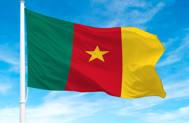 Flagpole with the flag of Cameroon 3D Rendering