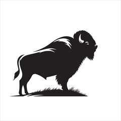 Vector  black and white bison silhouette