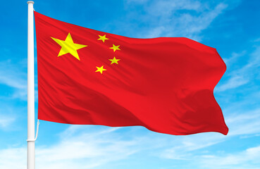Flagpole with the flag of China 3D Rendering