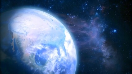 Obraz premium Realistic 3d planet with glowing atmosphere co