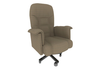 Fototapeta premium Plush Executive Office Chair with Rolling Base isolated on background. 3d rendering - illustration