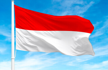 Flagpole with the flag of Indonesia 3D Rendering 