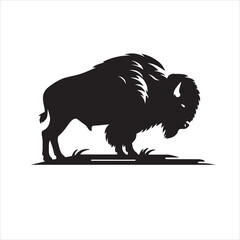 Vector  black and white bison silhouette