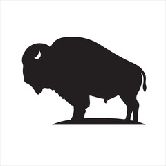 Vector  black and white bison silhouette