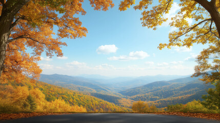 Autumn scenic view of valleys and mountains nature landscape daylight