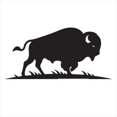 Vector  black and white bison silhouette