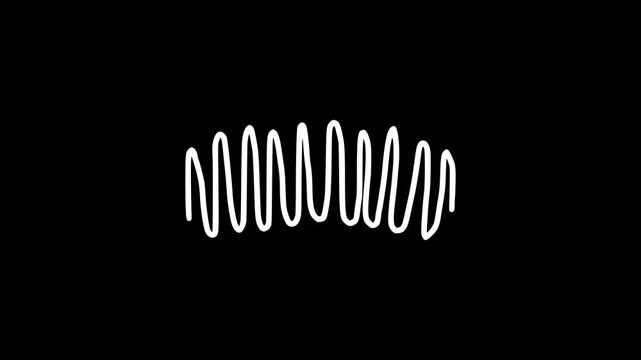 White wiggly hand drawn zigzag line minus math sign on alpha