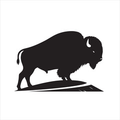 Vector  black and white bison silhouette © MdZulhash