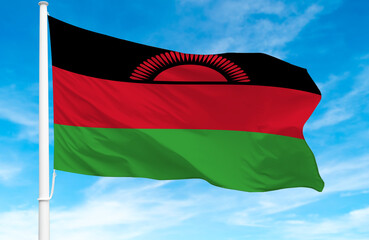 Flagpole with the flag of Malawi 3D Rendering