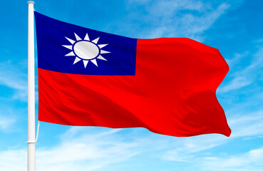 Flagpole with the flag of Mali 3D Rendering