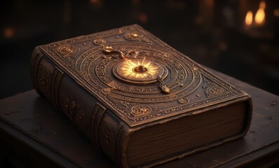 Ancient mystical book with ornate design