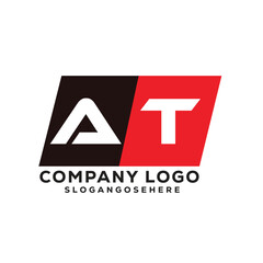 AT Modern Business Logo Design in Red and Black, AT Professional Company Branding Logo for Marketing and Identity, Creative AT Letter Corporate