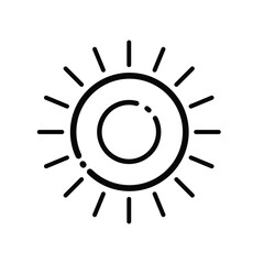 Bright Sun Symbol Outline Icon Isolated On White Background