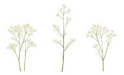 Delicate white flowers on white background