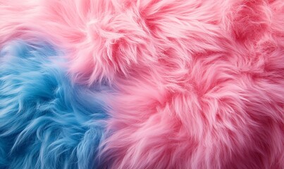 Obraz premium Vibrant Eco Fur Texture in Pastel Pink and Blue - Abstract Cotton Candy Wool Background for Creative Designs and Soft Visuals