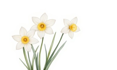 Three elegant daffodils in bloom