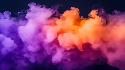 Fototapeta premium Colorful smoke clouds against dark background. Possible use Abstract art, background design