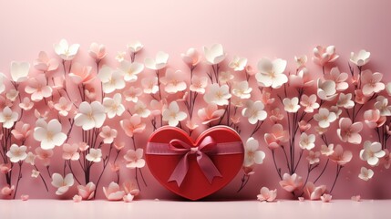 Heartfelt Valentine's Day Gift Amidst Delicate Paper Flowers
