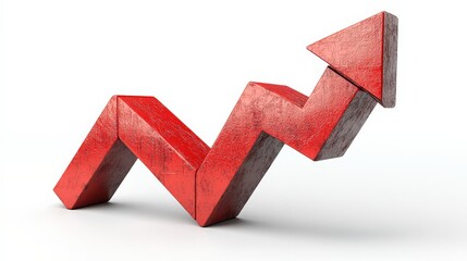Red zigzag graph symbolizing growth, placed on a clean background, emphasizing success