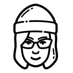 Winter Girl Outline Icon Isolated On White Background