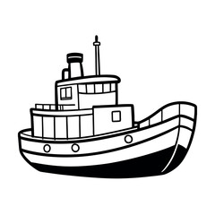 Fototapeta premium Fun Tugboat Line Art Vector for Event Promotions