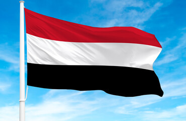Flagpole with the flag of Yemen 3D Rendering