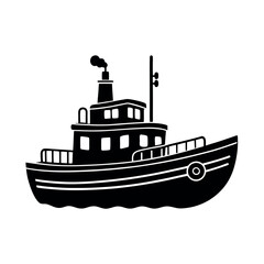 Obraz premium Artistic Tugboat Silhouette Vector Representations