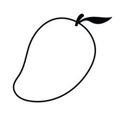 Black Line Art Illustration of a Mango Fruit
