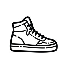 High Top Sneaker Outline Icon Isolated On White Background